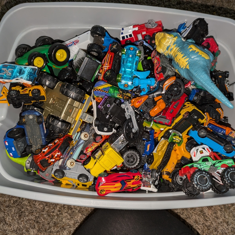 Assorted Toy Cars and Dinosaur Figure Set